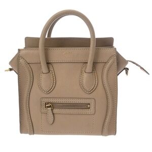 Celine Luggage Beige Drummed Calfskin Handbag